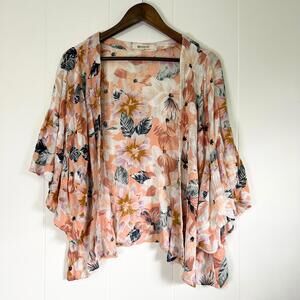 Rip Curl Floral Bell Sleeve Open Cardigan Cover Up Kimono Women's XS